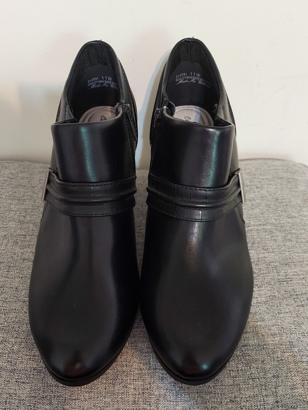 Easy Street Black Leather-look Ankle Boot Zip Closure